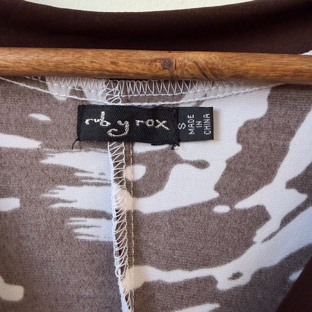 Y2K Vintage Ruby Rox Empire Waist Dress NWT | Brown Abstract Print Boho | Small - Picture 3 of 11